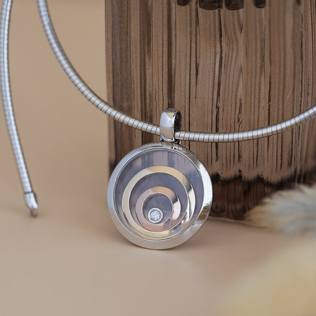 Weißgoldener Reif mit Diamant-Anhänger 14 Karat