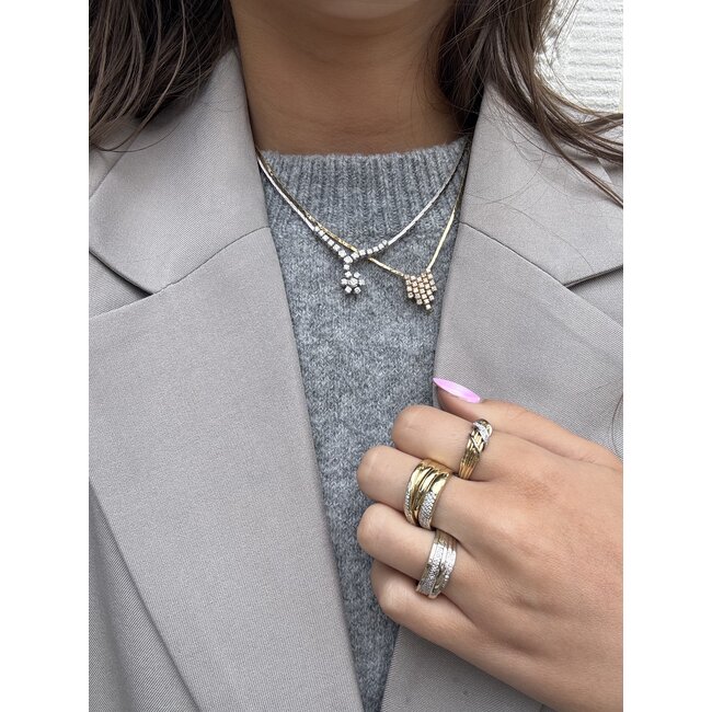 Goldener Choker mit Diamant 42 cm 18 Karat