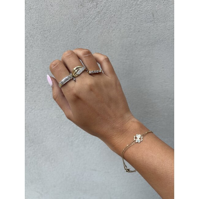 Bicolour gouden ring met diamant 14 krt