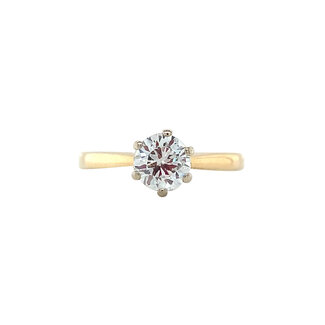 Gouden solitair ring met diamant 14 krt