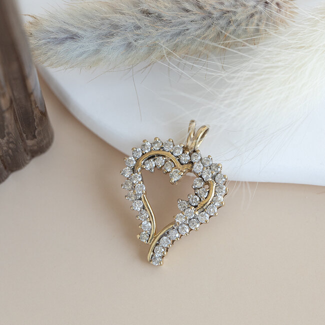 Gouden hart hanger met diamant 18 krt