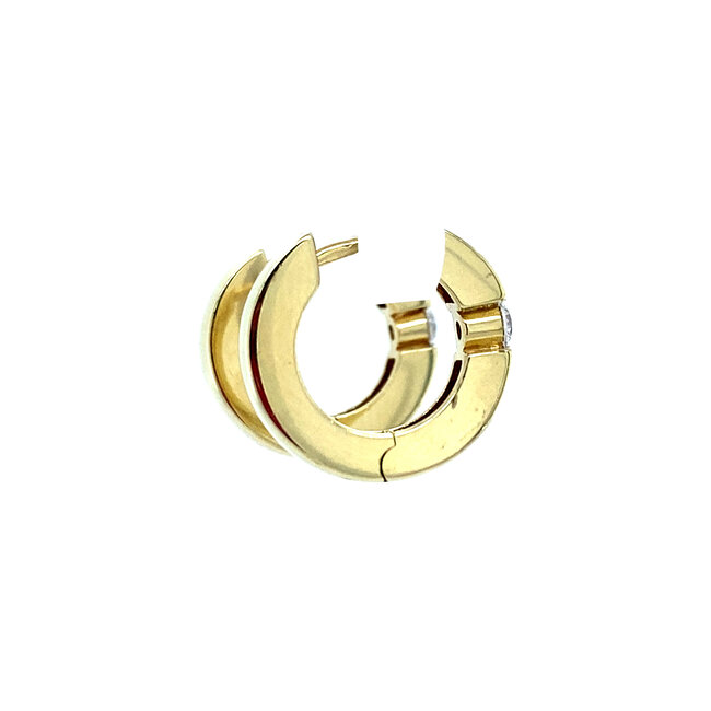 Gold hinged hoop earrings with zirconia 14 kt