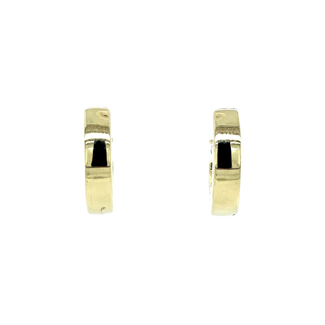 Gold hinged hoop earrings with zirconia 14 kt