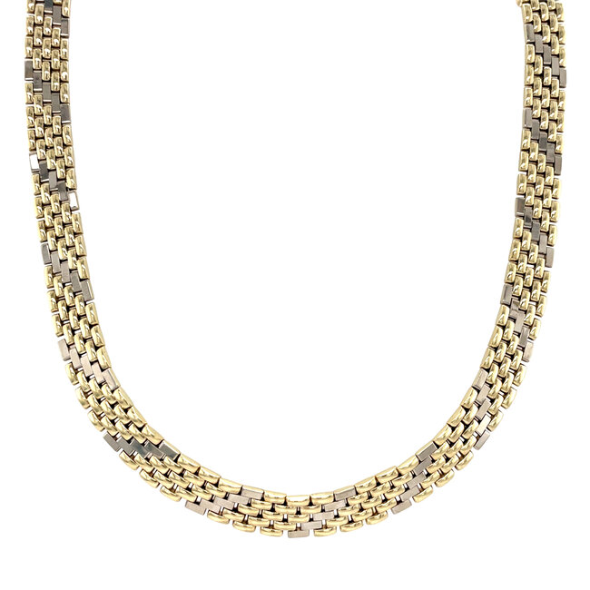 Bicolour gouden choker 41 cm 14 krt
