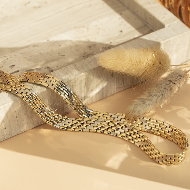 Bicolor goldener Choker 41 cm 14 kt