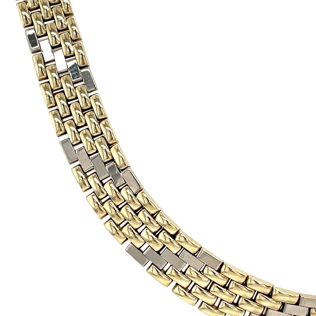 Bicolour gouden choker 41 cm 14 krt