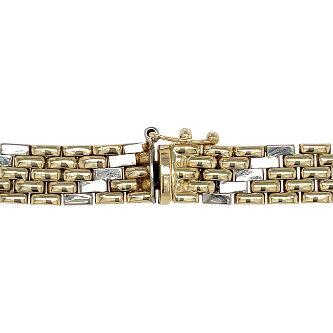 Bicolour gouden choker 41 cm 14 krt