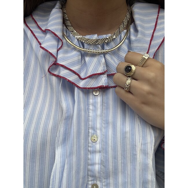 Bicolour gouden choker 41 cm 14 krt