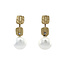 Gold stud earrings with pearl and diamond 18 kt