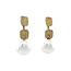 Gouden oorstekers met parel en diamant 18 krt