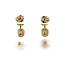 Gold stud earrings with pearl and diamond 18 kt