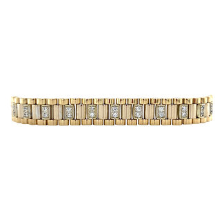 Bicolour gold bracelet with zirconia 19.5 cm 14 kt