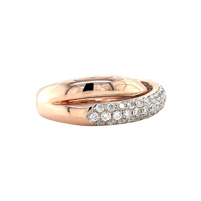 Roségouden ring met diamant 14 krt