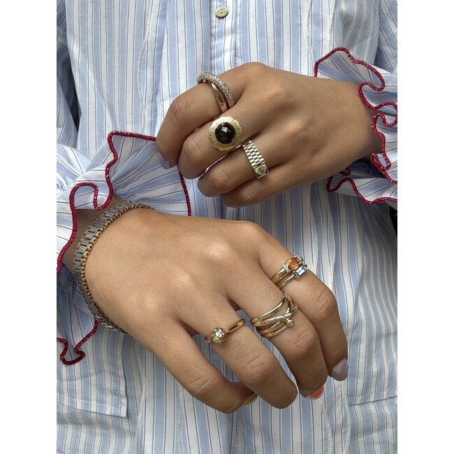 Roségouden ring met diamant 14 krt