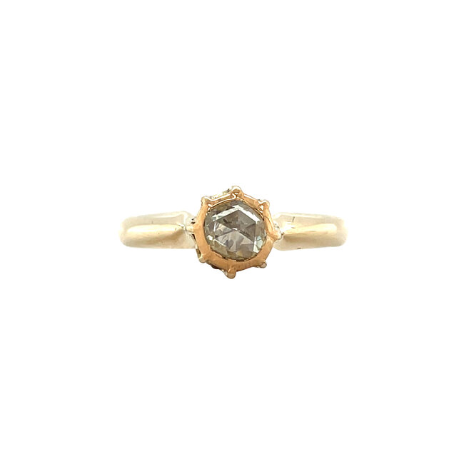Gold solitaire ring with rose diamond 14 kt