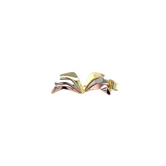 Tricolour gouden oorstekers 14 krt