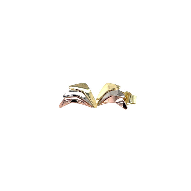 Tricolor gold stud earrings 14 crt