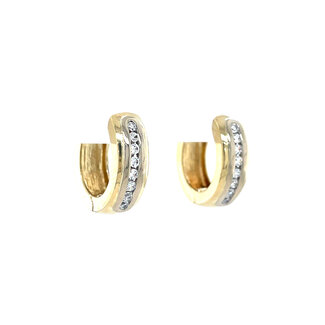 Gold hinged hoop earrings with zirconia 14 karat