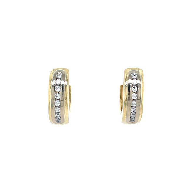 Gold hinged hoop earrings with zirconia 14 karat