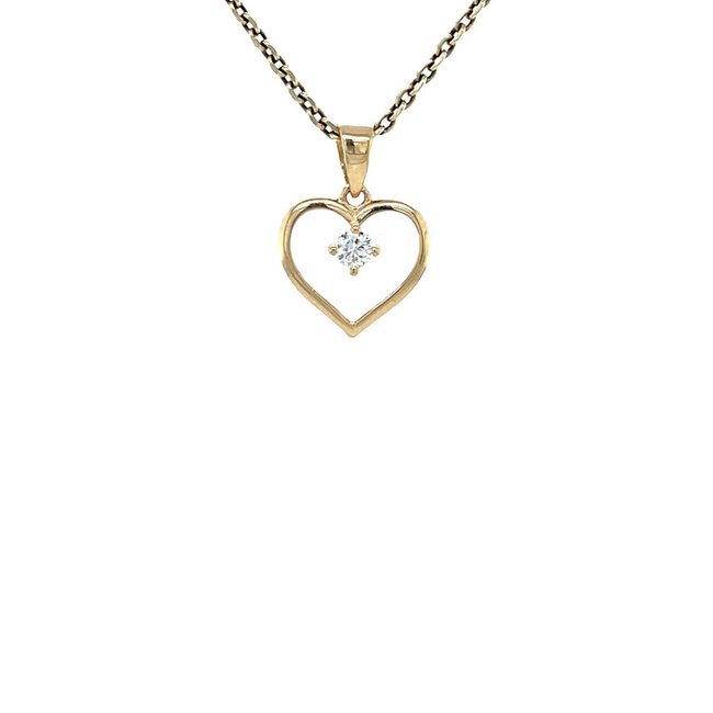 Gouden hart hanger met zirkonia 14 karaat