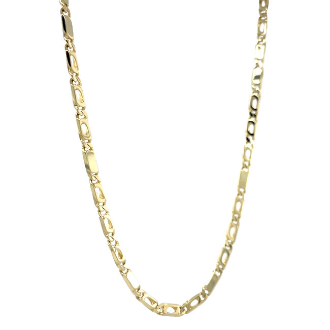 Gold falcon's eye necklace 52 cm 14 karat