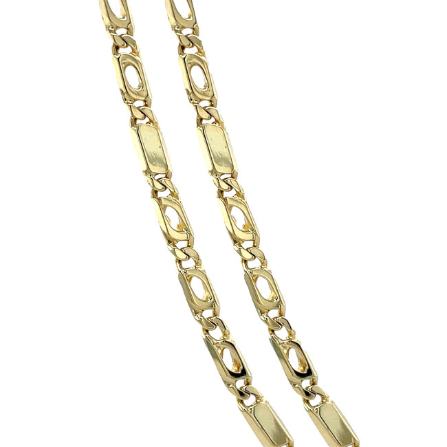 Gold falcon's eye necklace 52 cm 14 karat