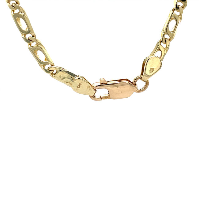 Gold falcon's eye necklace 52 cm 14 karat