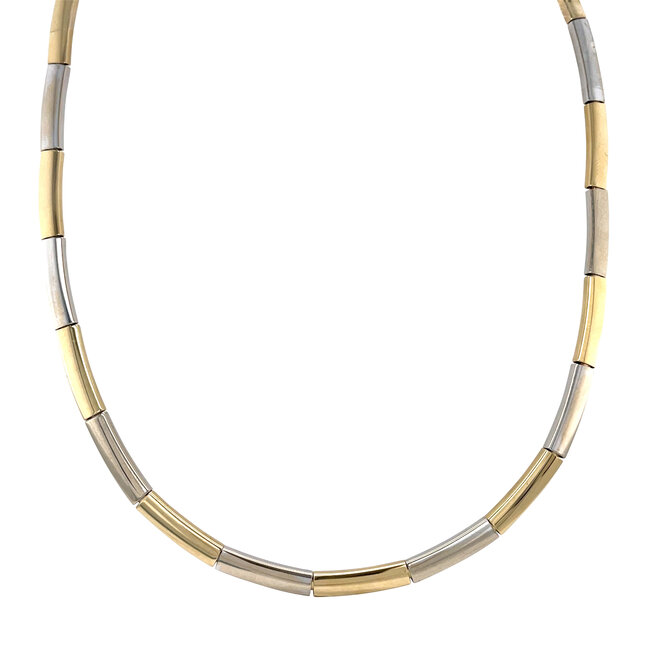 Gouden choker bicolour 45 cm 14 karaat