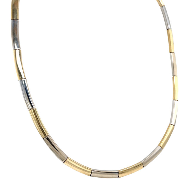 Gold choker bicolour 45 cm 14 karat