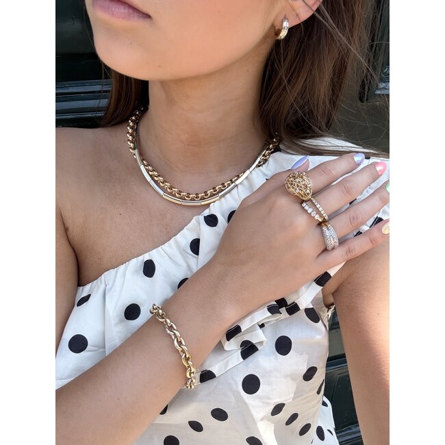 Gold choker bicolour 45 cm 14 karat