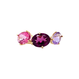 Goldring mit Granat, Topas und Amethyst 14 kt*neu