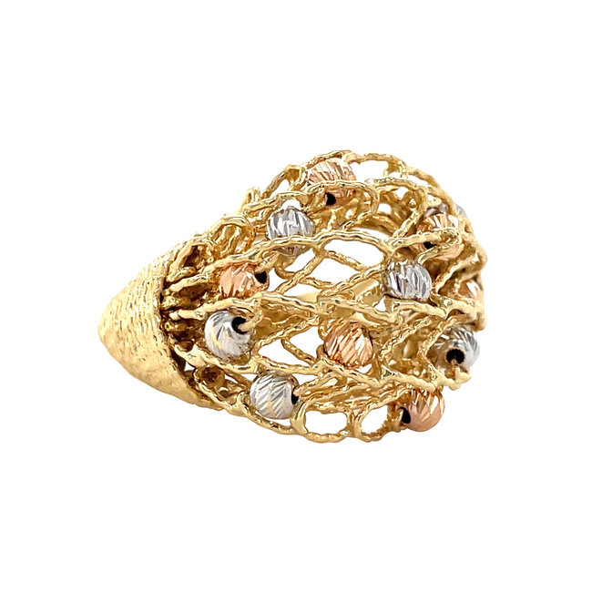 Tricolour gouden fantasie ring 18 krt