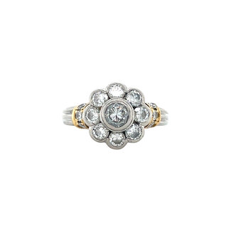 Platinum entourage ring with diamond 900/18 kt