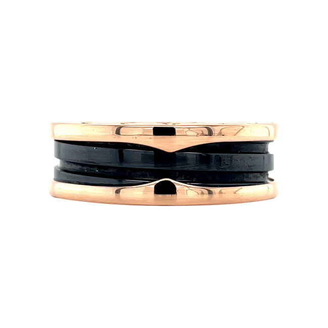 Rosegouden Bvlgari ring B.zero1 keramiek 18 karaat