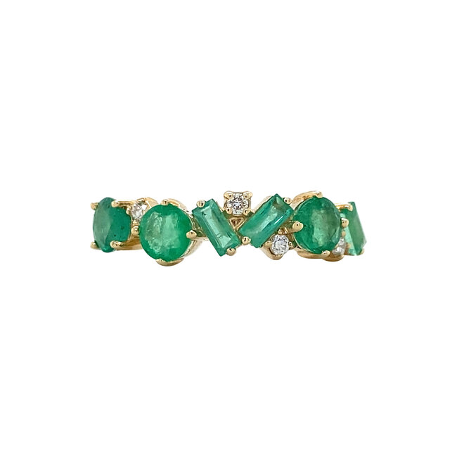 Gouden ring met smaragd en diamant 14 krt* nieuw