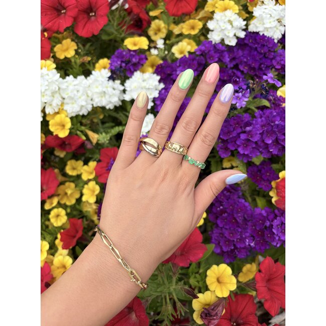 Gouden ring met smaragd en diamant 14 krt* nieuw