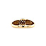 Gold entourage ring with 14 carat diamond