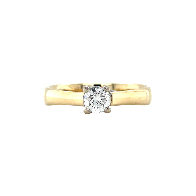 Gouden solitair ring met diamant 14 karaat
