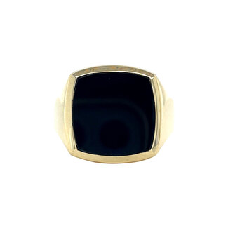 Gouden zegelring met onyx 14 karaat