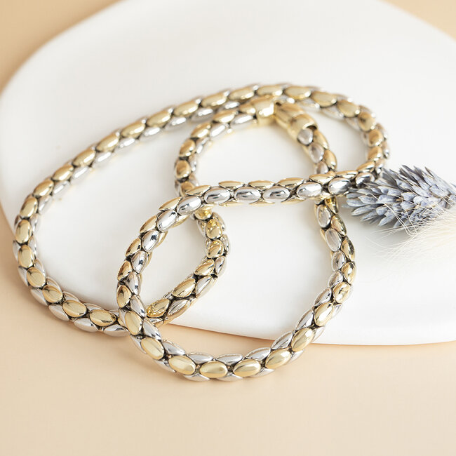 Goldener Choker Bicolor 45 cm 14 Karat