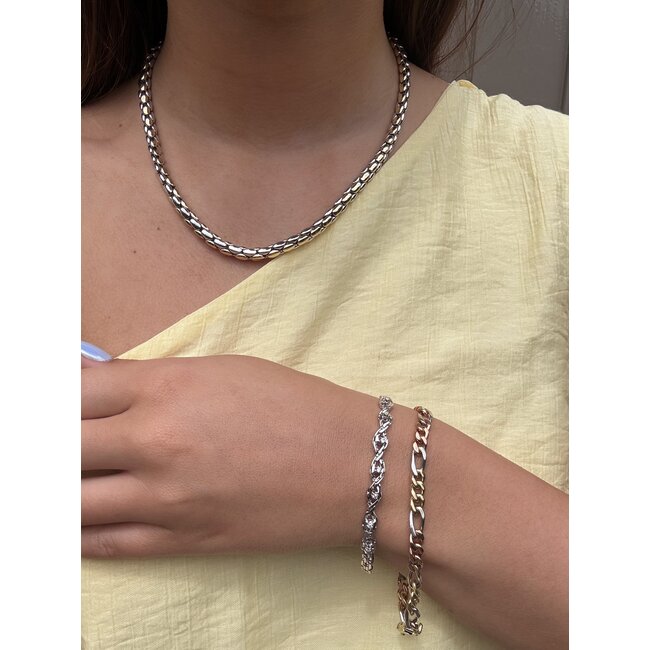 Gold choker bicolour 45 cm 14 karat