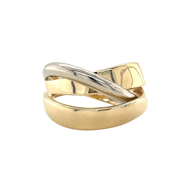 Gold ring bicolour 14 carat