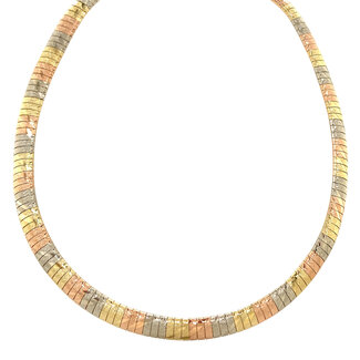 Tricolour gouden choker 42 cm 14 karaat