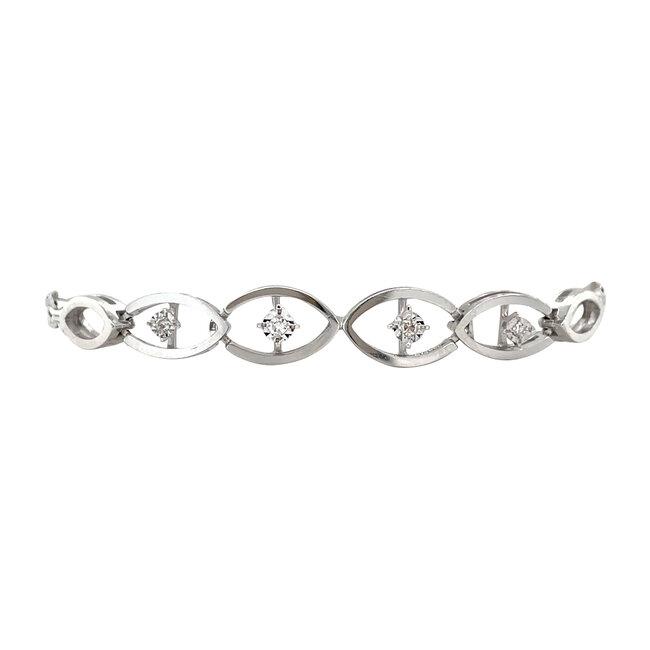Witgouden armband met diamant 14 karaat