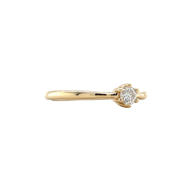 Gold solitaire ring with diamond 14 karat