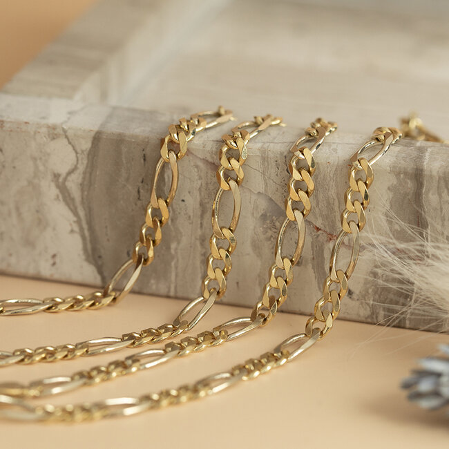 Gouden figaro collier 60.5 cm 14 karaat