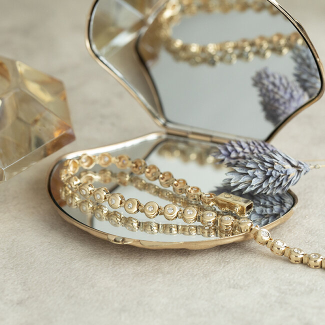 Gouden tennisarmband met diamant 14 karaat