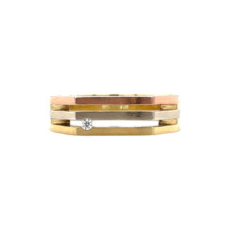 Tricolour gouden ring met zirkonia