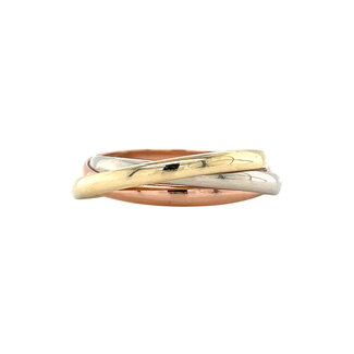 Tricolour gouden trinity ring