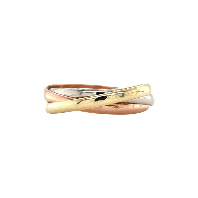 Tricolour gold trinity ring 14 karat